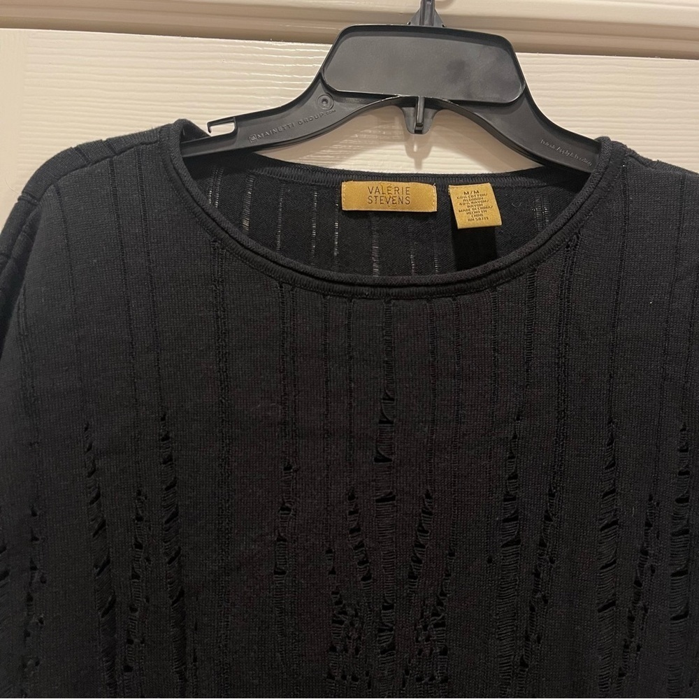 Valerie Stevens Blouse Women’s Med Black Fringe Boho Grunge Goth Dark Feminine - Picture 4 of 10